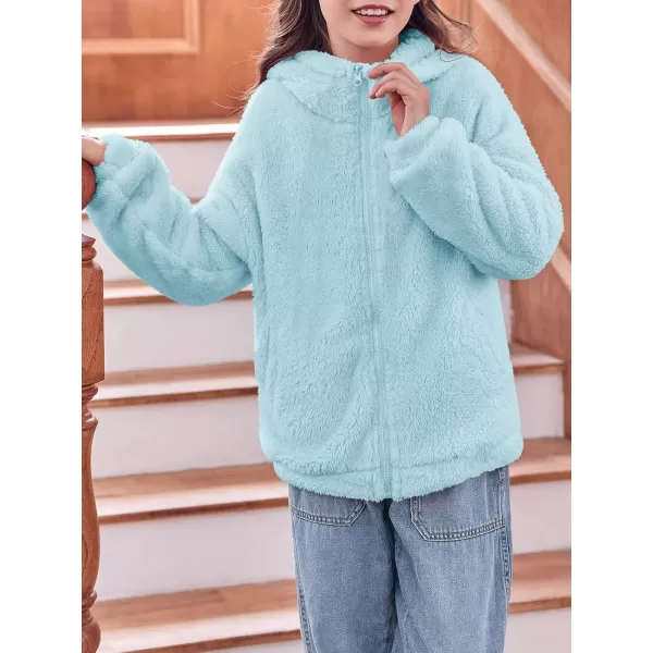 Haloumoning Girls' Outerwear Jackets Kids Soft Fleece Zip up Hoodie with Pockets 5-14 years