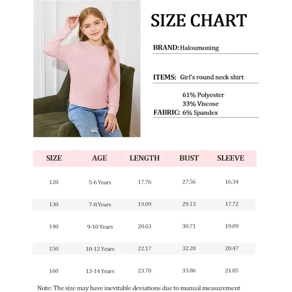 Haloumoning Girls Oversized Long Sleeve Shirts Kids Fashion Crewneck Tunic Tops Curved Hem Tees 7-14 Years