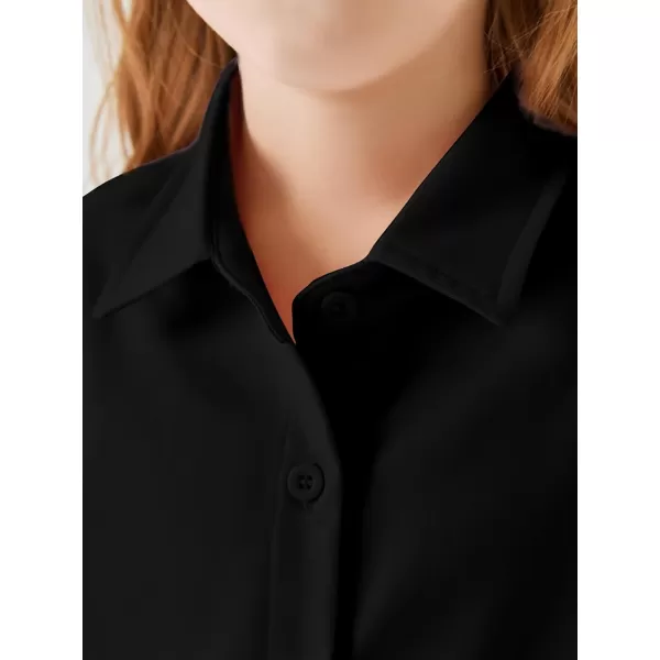 Haloumoning Girls Short Sets Summer Button Down Shirts and Shorts with Pockets 2 Piece Outfits 5-14 Years