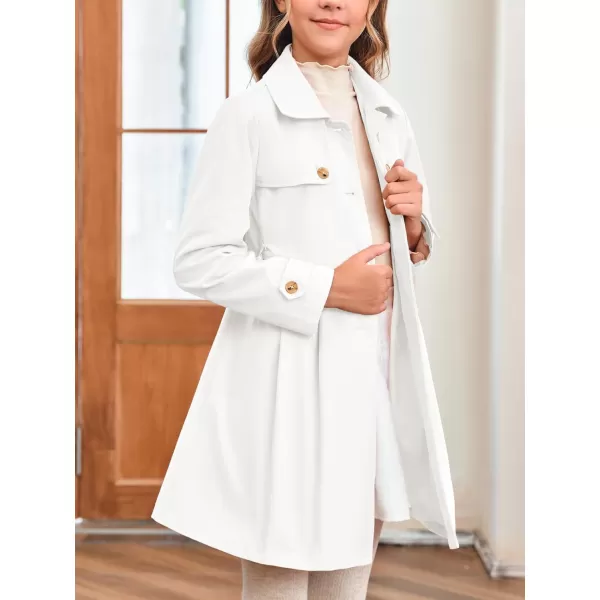 Haloumoning Girls Single Breasted Trench Coat Kids Lapel Long Sleeve Tie Belt Outerwear with Pockets