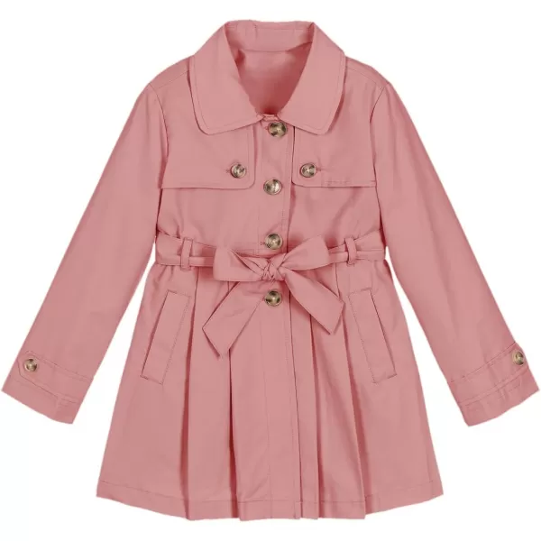 Haloumoning Girls Single Breasted Trench Coat Kids Lapel Long Sleeve Tie Belt Outerwear with Pockets