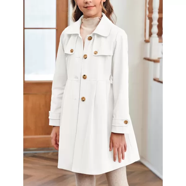 Haloumoning Girls Single Breasted Trench Coat Kids Lapel Long Sleeve Tie Belt Outerwear with Pockets