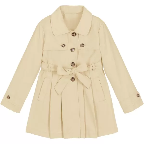 Haloumoning Girls Single Breasted Trench Coat Kids Lapel Long Sleeve Tie Belt Outerwear with Pockets