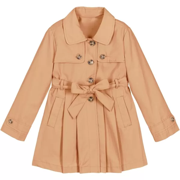 Haloumoning Girls Single Breasted Trench Coat Kids Lapel Long Sleeve Tie Belt Outerwear with Pockets