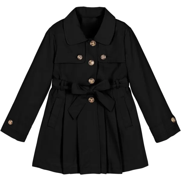Haloumoning Girls Single Breasted Trench Coat Kids Lapel Long Sleeve Tie Belt Outerwear with Pockets