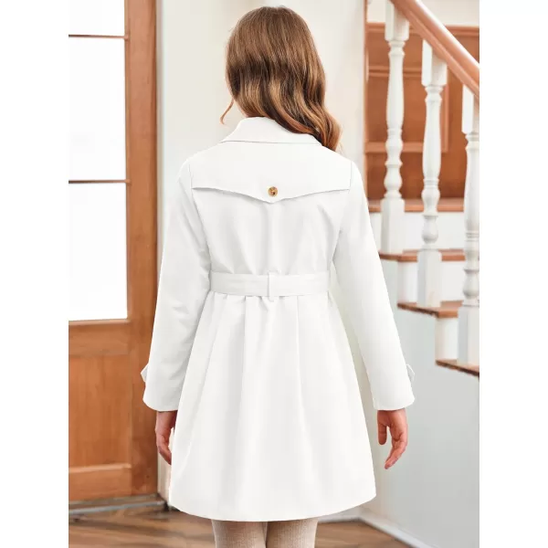 Haloumoning Girls Single Breasted Trench Coat Kids Lapel Long Sleeve Tie Belt Outerwear with Pockets