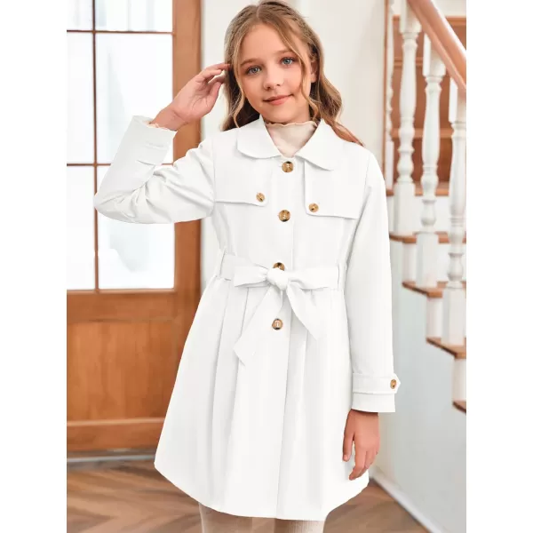 Haloumoning Girls Single Breasted Trench Coat Kids Lapel Long Sleeve Tie Belt Outerwear with Pockets