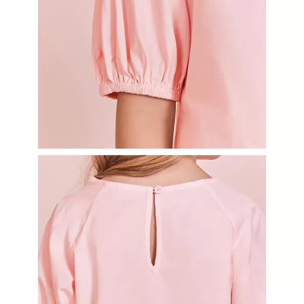 Haloumoning Girls Summer Outfits Short Sets Puff Sleeve Tops and Elastic Waist Shorts 5-14 Years