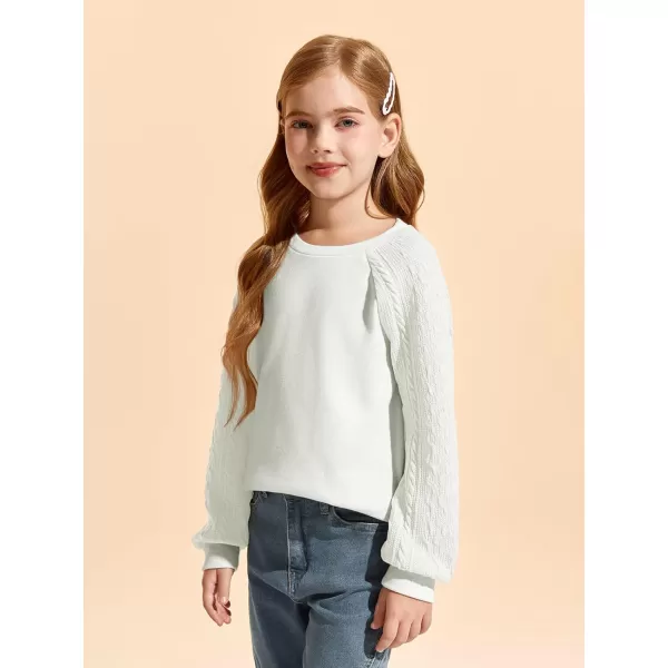 Haloumoning Girls Sweatshirts Kids Casual Cable Knit Long Sleeve Shirts Tunic Tops 4-14 Years