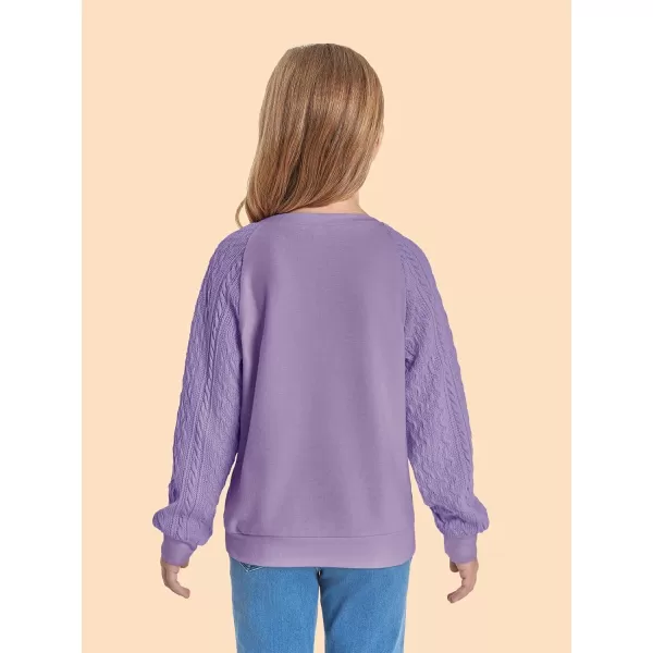 Haloumoning Girls Sweatshirts Kids Casual Cable Knit Long Sleeve Shirts Tunic Tops 4-14 Years