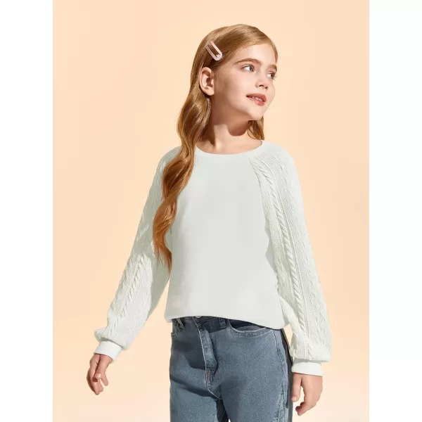 Haloumoning Girls Sweatshirts Kids Casual Cable Knit Long Sleeve Shirts Tunic Tops 4-14 Years