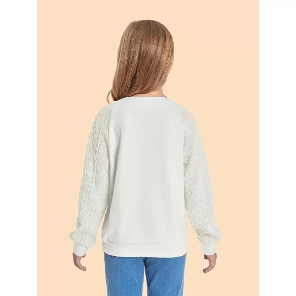 Haloumoning Girls Sweatshirts Kids Casual Cable Knit Long Sleeve Shirts Tunic Tops 4-14 Years