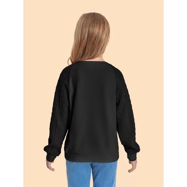 Haloumoning Girls Sweatshirts Kids Casual Cable Knit Long Sleeve Shirts Tunic Tops 4-14 Years