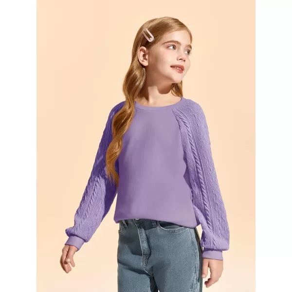 Haloumoning Girls Sweatshirts Kids Casual Cable Knit Long Sleeve Shirts Tunic Tops 4-14 Years