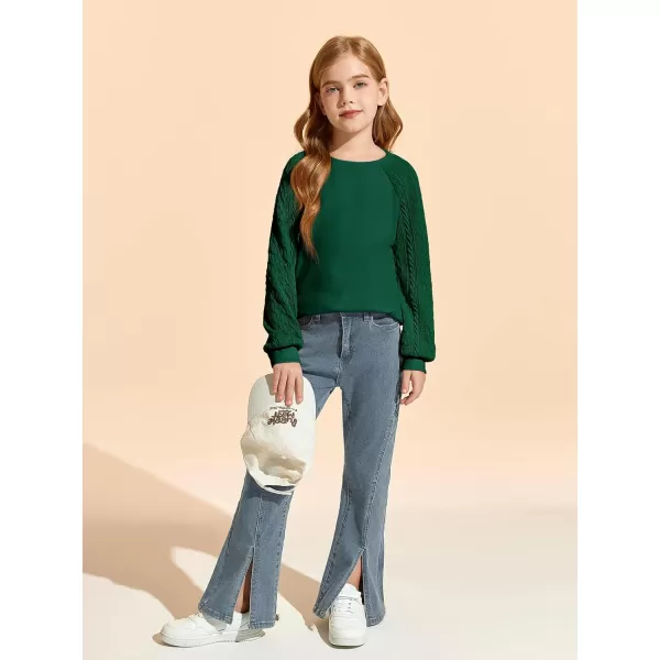 Haloumoning Girls Sweatshirts Kids Casual Cable Knit Long Sleeve Shirts Tunic Tops 4-14 Years