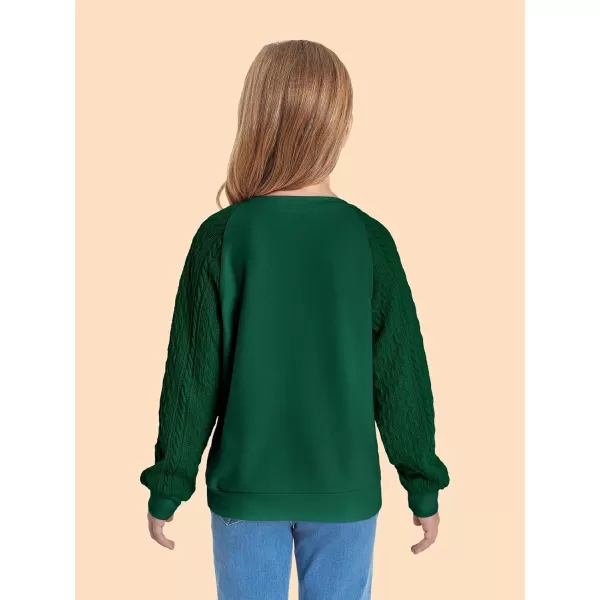 Haloumoning Girls Sweatshirts Kids Casual Cable Knit Long Sleeve Shirts Tunic Tops 4-14 Years