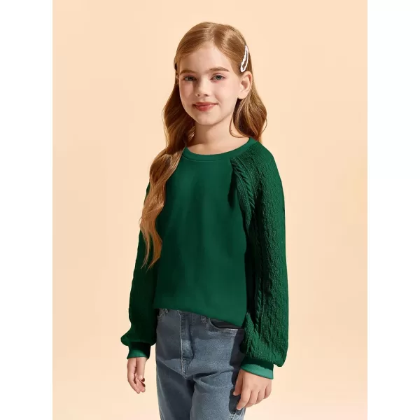 Haloumoning Girls Sweatshirts Kids Casual Cable Knit Long Sleeve Shirts Tunic Tops 4-14 Years