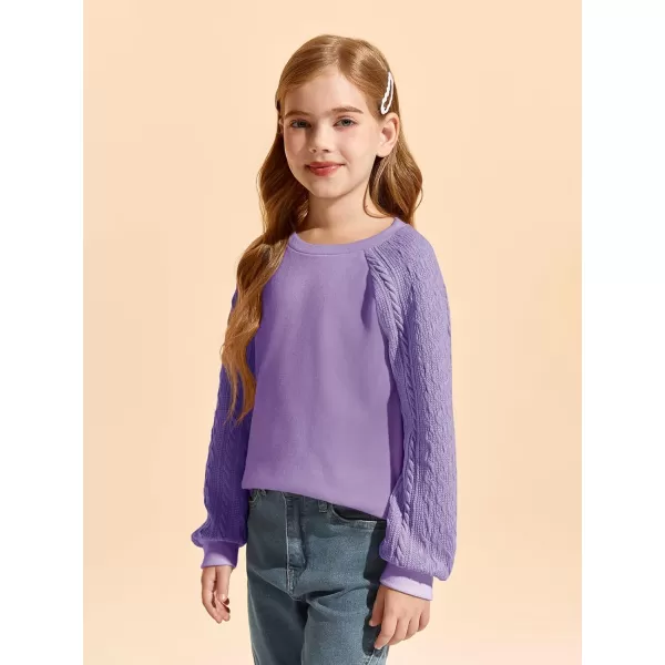 Haloumoning Girls Sweatshirts Kids Casual Cable Knit Long Sleeve Shirts Tunic Tops 4-14 Years