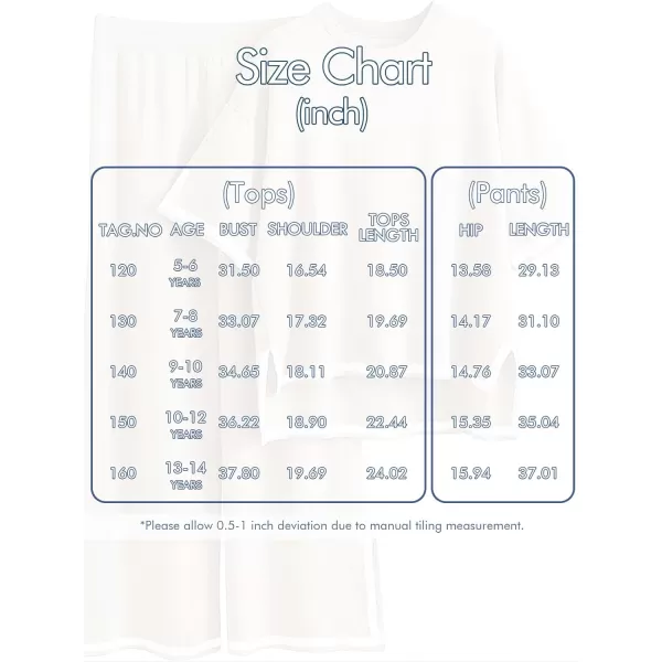 Haloumoning Girls Two Piece Outfits Kids Fashion Short Sleeve Sweater Tops and Wide Leg Pants Set 5-14 Years