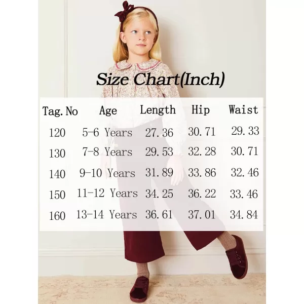 Haloumoning Girls Wide Leg Corduroy Pants Kids Elastic Waist Gold Button Trousers with Pockets 5-14 Years