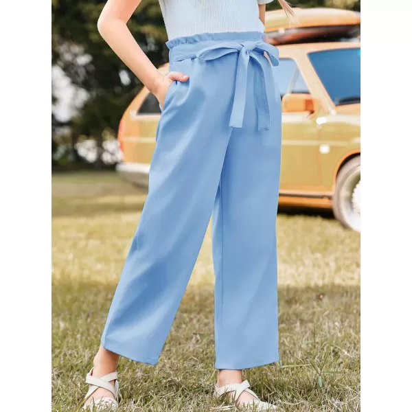 Haloumoning Girls Wide Leg Pants High Elastic Smocked Waist Casual Flowy Cute Long Trousers