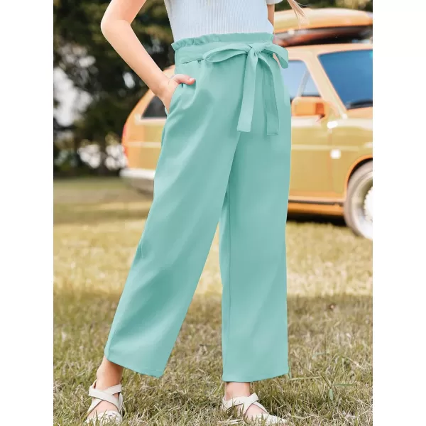 Haloumoning Girls Wide Leg Pants High Elastic Smocked Waist Casual Flowy Cute Long Trousers