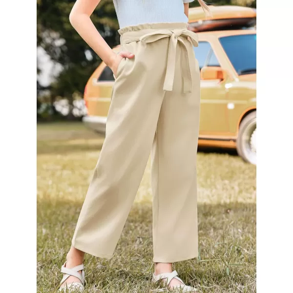 Haloumoning Girls Wide Leg Pants High Elastic Smocked Waist Casual Flowy Cute Long Trousers