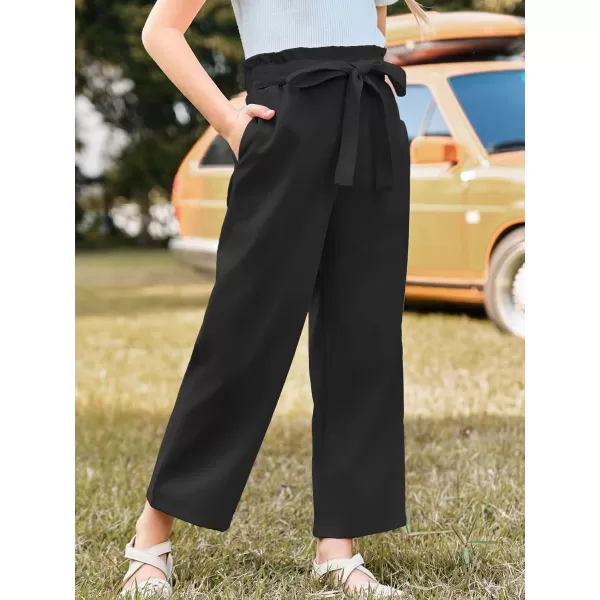 Haloumoning Girls Wide Leg Pants High Elastic Smocked Waist Casual Flowy Cute Long Trousers