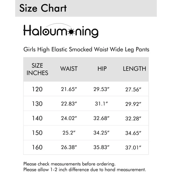 Haloumoning Girls Wide Leg Pants High Elastic Smocked Waist Casual Flowy Cute Long Trousers