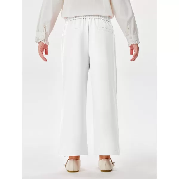 Haloumoning Girls Wide Leg Pants Kids Fashion Elastic Waist Front Button Trousers with Pockets 5-14 Years