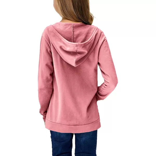 Haloumoning Kids Girls Fleece Pullover Hoodies Cute Leopard Printed Hooded Sweatshirts with Pockets 4-15 Years