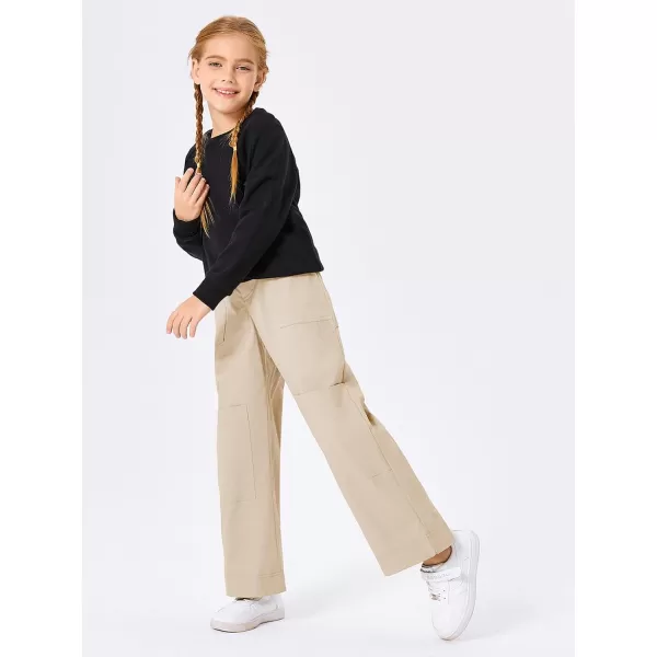 Haloumoning Kids Girls Wide Leg Cargo Pants Cute Baggy Trousers 4-14 Years