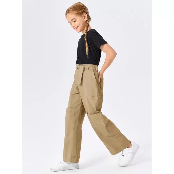 Haloumoning Kids Girls Wide Leg Cargo Pants Cute Baggy Trousers 4-14 Years