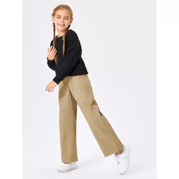 Haloumoning Kids Girls Wide Leg Cargo Pants Cute Baggy Trousers 4-14 Years