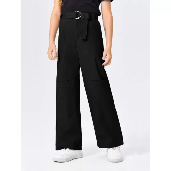 Haloumoning Kids Girls Wide Leg Cargo Pants Cute Baggy Trousers 4-14 Years