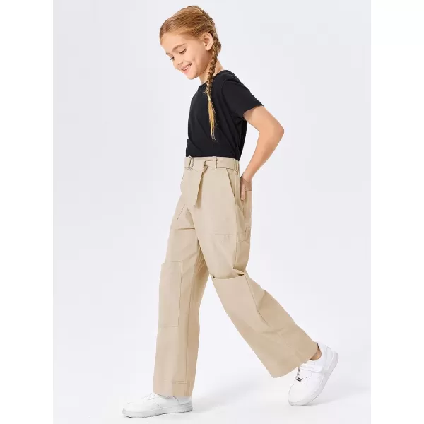 Haloumoning Kids Girls Wide Leg Cargo Pants Cute Baggy Trousers 4-14 Years