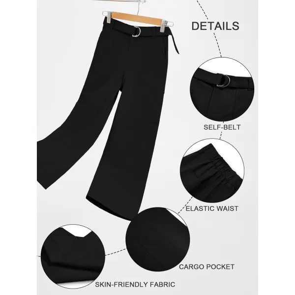 Haloumoning Kids Girls Wide Leg Cargo Pants Cute Baggy Trousers 4-14 Years