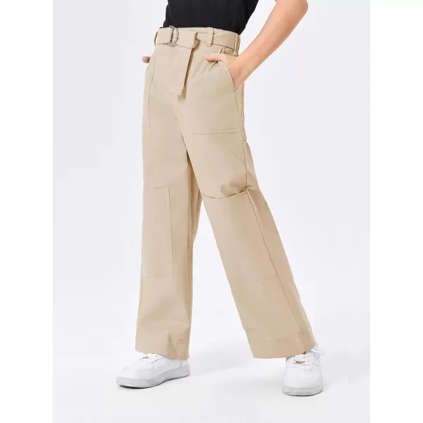 Haloumoning Kids Girls Wide Leg Cargo Pants Cute Baggy Trousers 4-14 Years