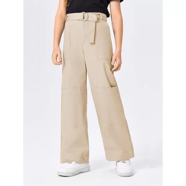 Haloumoning Kids Girls Wide Leg Cargo Pants Cute Baggy Trousers 4-14 Years