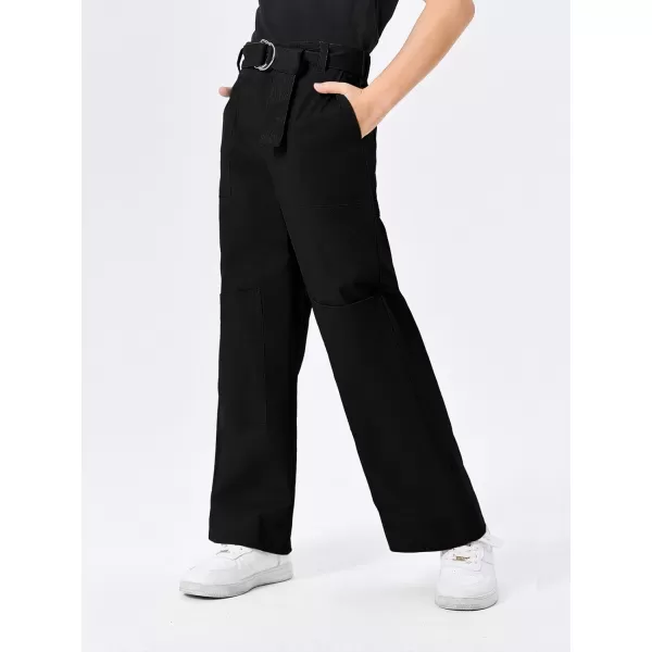 Haloumoning Kids Girls Wide Leg Cargo Pants Cute Baggy Trousers 4-14 Years