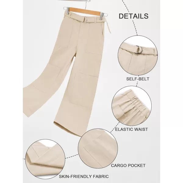 Haloumoning Kids Girls Wide Leg Cargo Pants Cute Baggy Trousers 4-14 Years