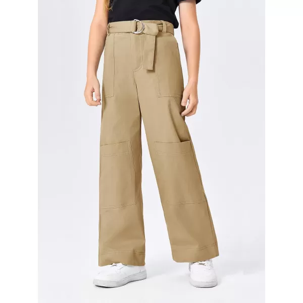 Haloumoning Kids Girls Wide Leg Cargo Pants Cute Baggy Trousers 4-14 Years