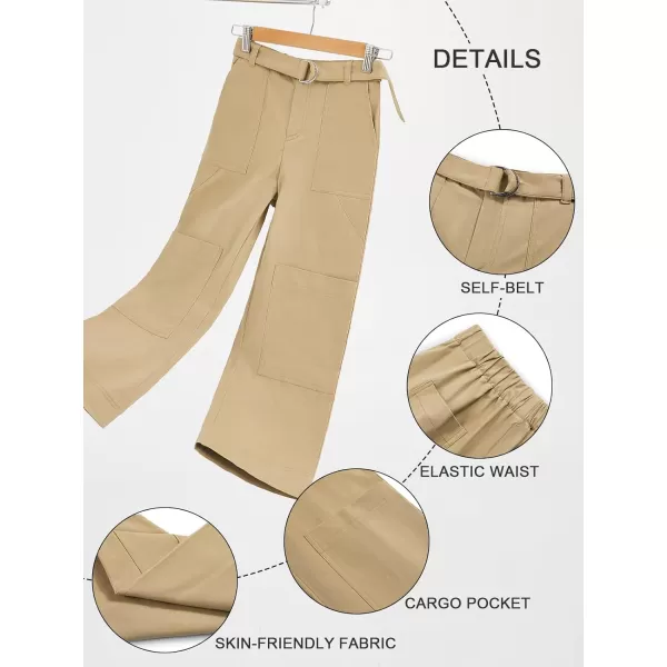 Haloumoning Kids Girls Wide Leg Cargo Pants Cute Baggy Trousers 4-14 Years