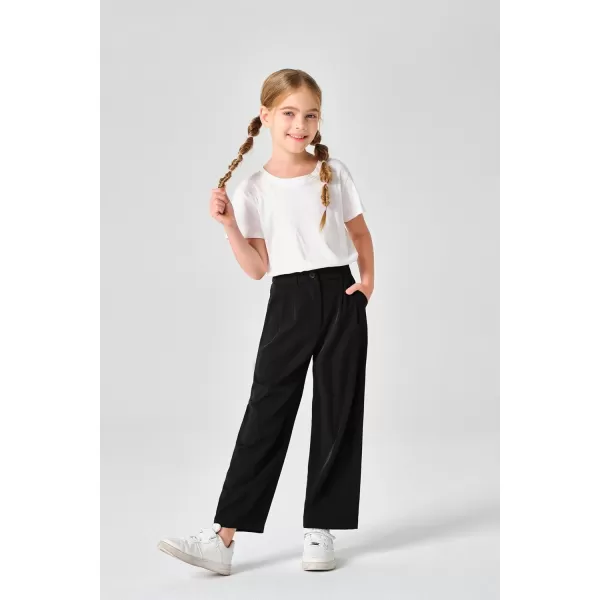Kids Girls High Waist Wide Leg School Uniform Pants 5-14 Years