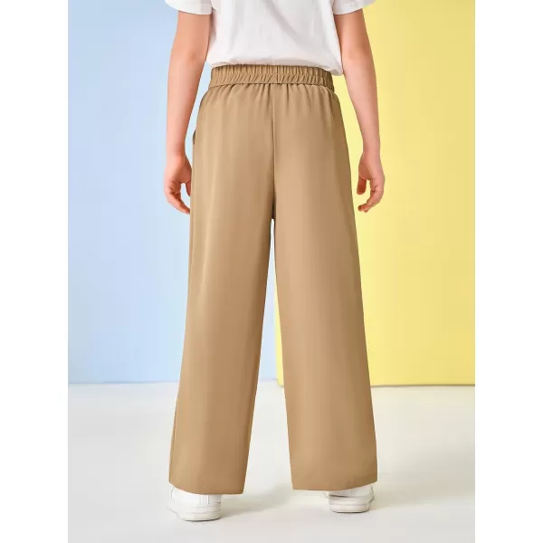 Kids Girls High Waist Wide Leg School Uniform Pants 5-14 Years