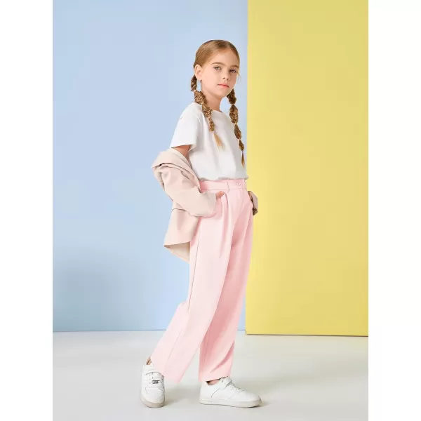 Kids Girls High Waist Wide Leg School Uniform Pants 5-14 Years