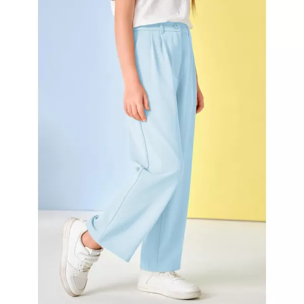 Kids Girls High Waist Wide Leg School Uniform Pants 5-14 Years
