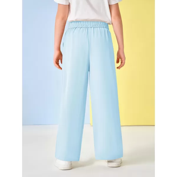 Kids Girls High Waist Wide Leg School Uniform Pants 5-14 Years