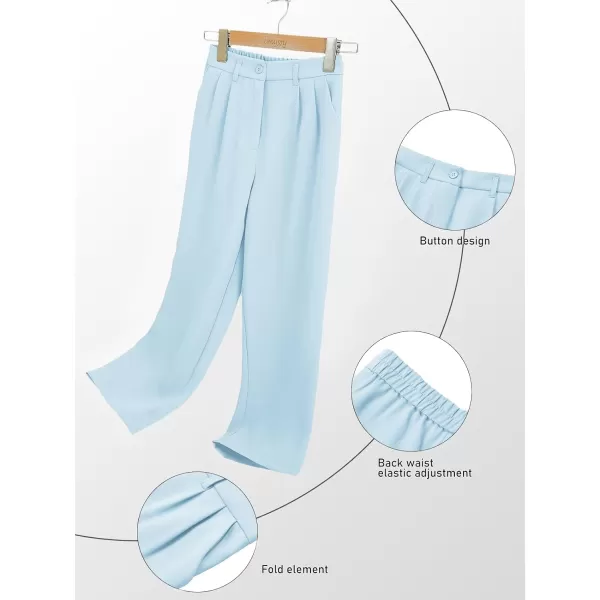 Kids Girls High Waist Wide Leg School Uniform Pants 5-14 Years