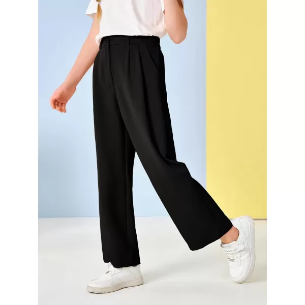 Kids Girls High Waist Wide Leg School Uniform Pants 5-14 Years